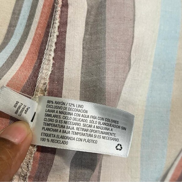 KNOX ROSE Womens XS Boho Flowy Stripe Shift Dress Mulitcolor Linen Blend - Picture 14 of 16